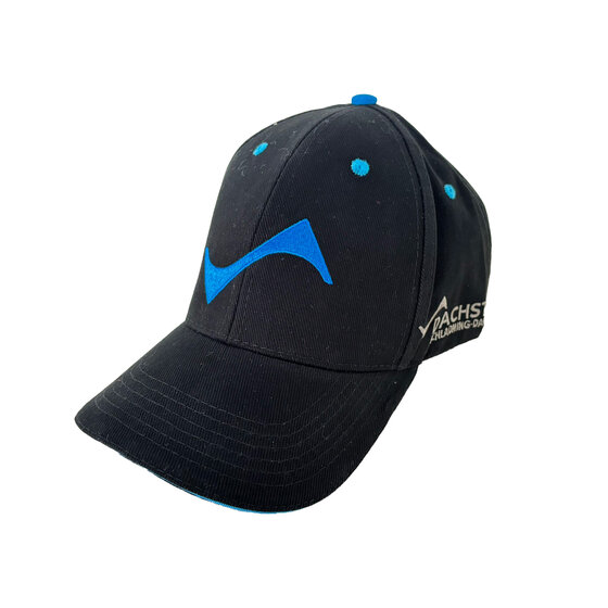 Black cap with curved visor, blue details and embroidered Dachstein logo on front and side | © Planai-Hochwurzen-Bahnen Gesellschaft m.b.H.