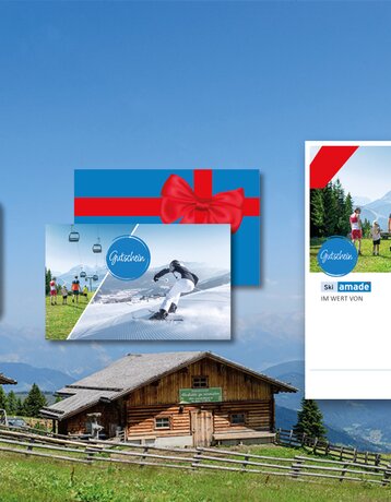 Ski amadé summer vouchers as card, PDF and gift version with mountain hut, hiking scenery and family-friendly summer visuals. | © Ski amadé GmbH